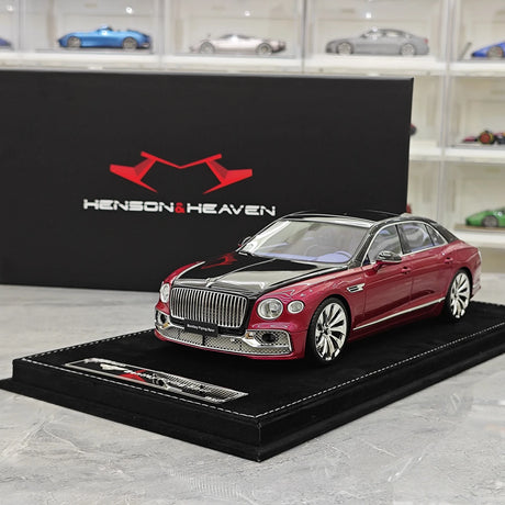 Henson & Heaven Bentley 2024 Flying Spur Schwarz und Rot 1:18 – Sammelobjekt-Resin-Modellharz