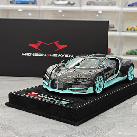 Henson & Heaven Bugatti 2026 Tourbillon Schwarz und Blau 1:18 – Sammelobjekt-Resin-Modellharz