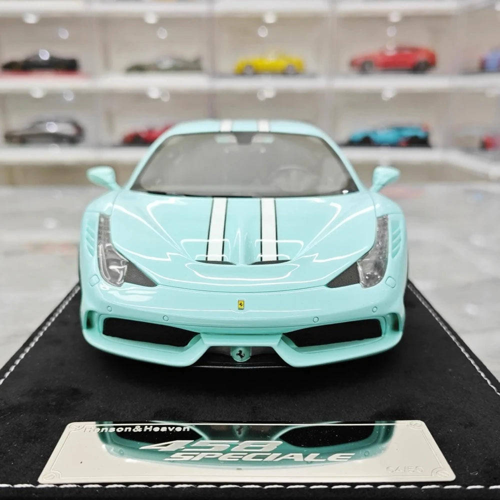 [Henson & Heaven] 1:18 Ferrari 2013 458 Speciale Cyan Model Car Resin