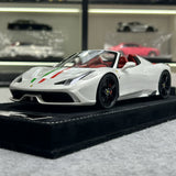 Henson & Heaven Ferrari 2014 458 Speciale Aperta White Italian Flag 1:18 – Collectible Resin Model Resin