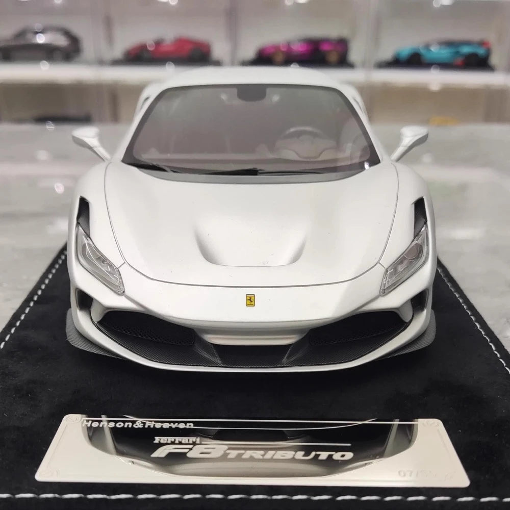 [Henson & Heaven] 1:18 Ferrari 2019 F8 Tributo argent voiture miniature Resin