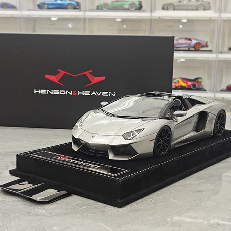 Henson & Heaven Lamborghini 2013 Aventador LP700-4 Roadster Grigio Metalluro 1:18 – Resina da collezione per modelli in resina