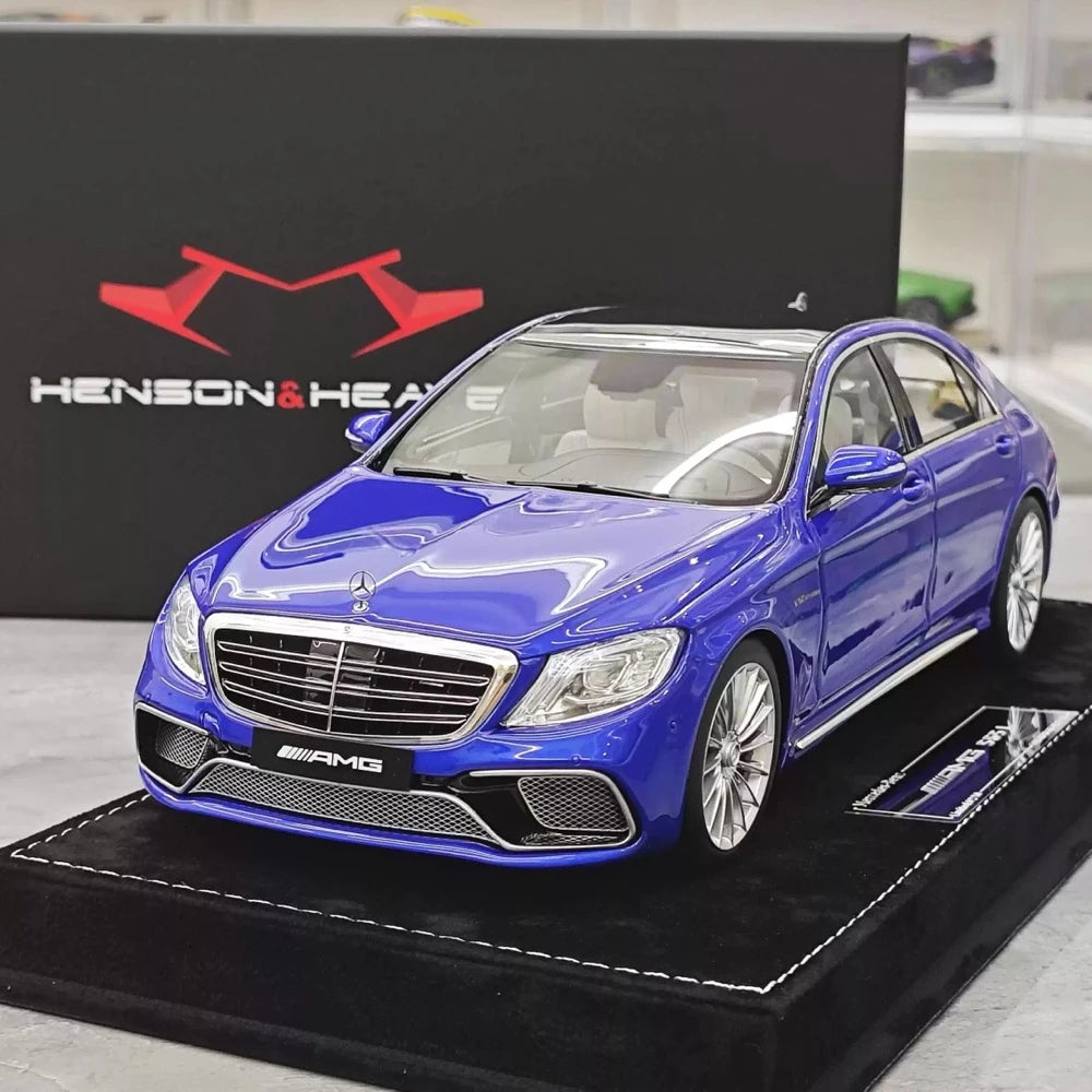 [Henson & Heaven] 1:18 Mercedes-Benz 2020 AMG S65L W222 bleu voiture miniature Resin