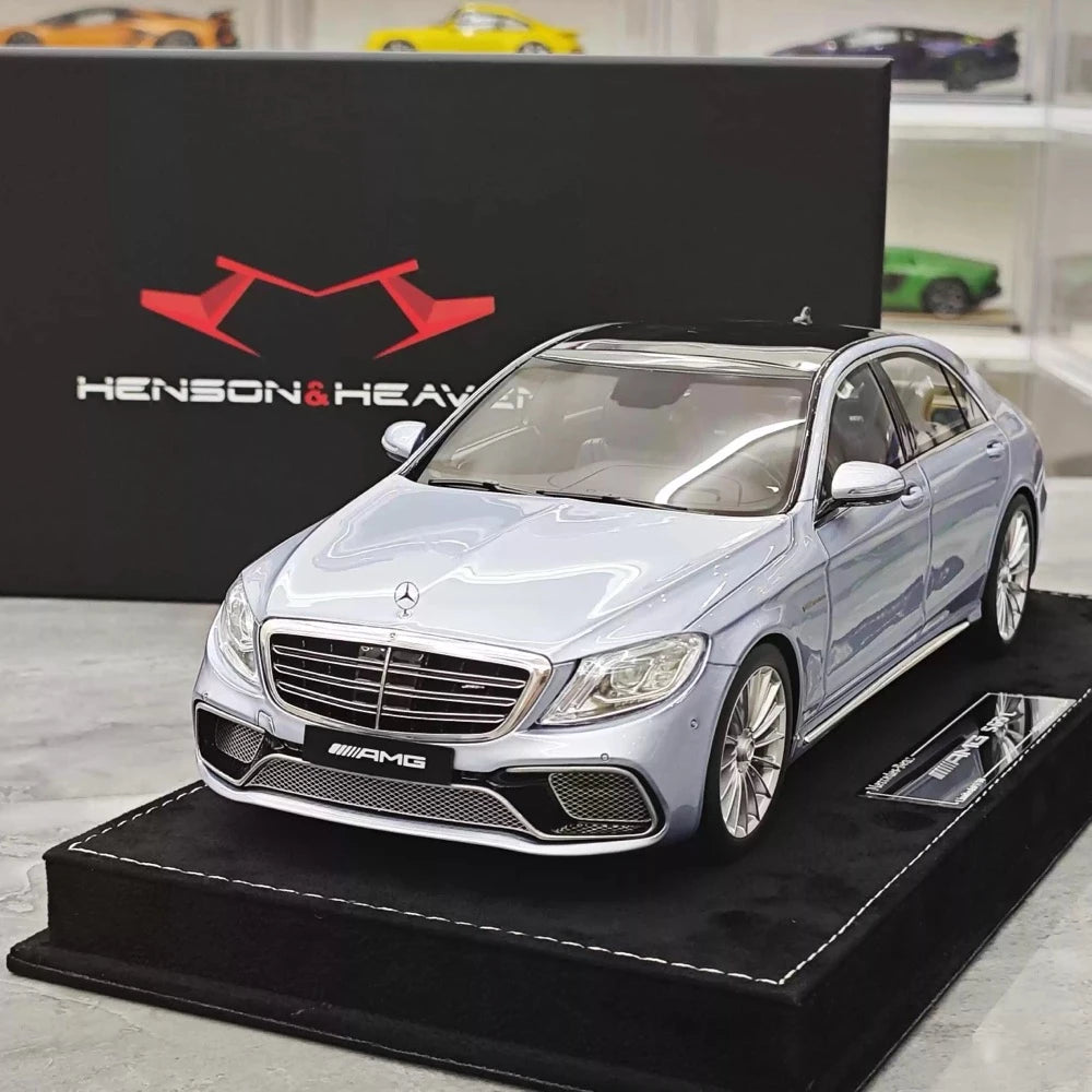 [Henson & Heaven] 1:18 Mercedes-Benz 2020 AMG S65L W222 Silver Blue Model Car Resin