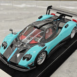 Henson & Heaven Pagani 2016 Zonda 760 Roadster Cyan Black Carbon 1:18 – samlarobjekt resinmodellresin