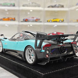 Henson & Heaven Pagani 2016 Zonda 760 Roadster Cyan Black Carbon 1:18 – samlarobjekt resinmodellresin