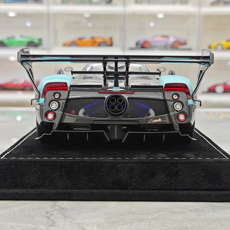 Henson & Heaven Pagani 2016 Zonda 760 Roadster Cyan Black Carbon 1:18 – samlarobjekt resinmodellresin