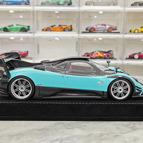 Henson & Heaven Pagani 2016 Zonda 760 Roadster Cyan Black Carbon 1:18 – samlarobjekt resinmodellresin