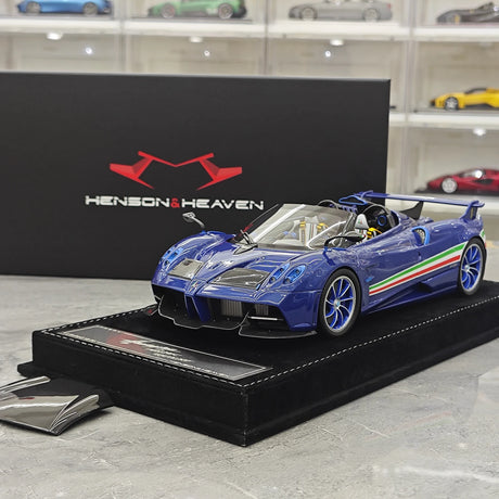 Henson & Heaven Pagani 2021 Huayra R Blue Gold Carbon 1:18 – Resina modello in resina collezionabile
