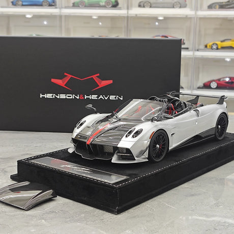 Henson & Heaven Pagani 2021 Huayra R Silver Black Carbon 1:18 – Resina modello in resina collezionabile