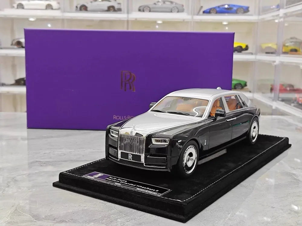 [Henson & Heaven] 1:18 Rolls-Royce 2017 Phantom VIII Black & Silver Model Car Resin