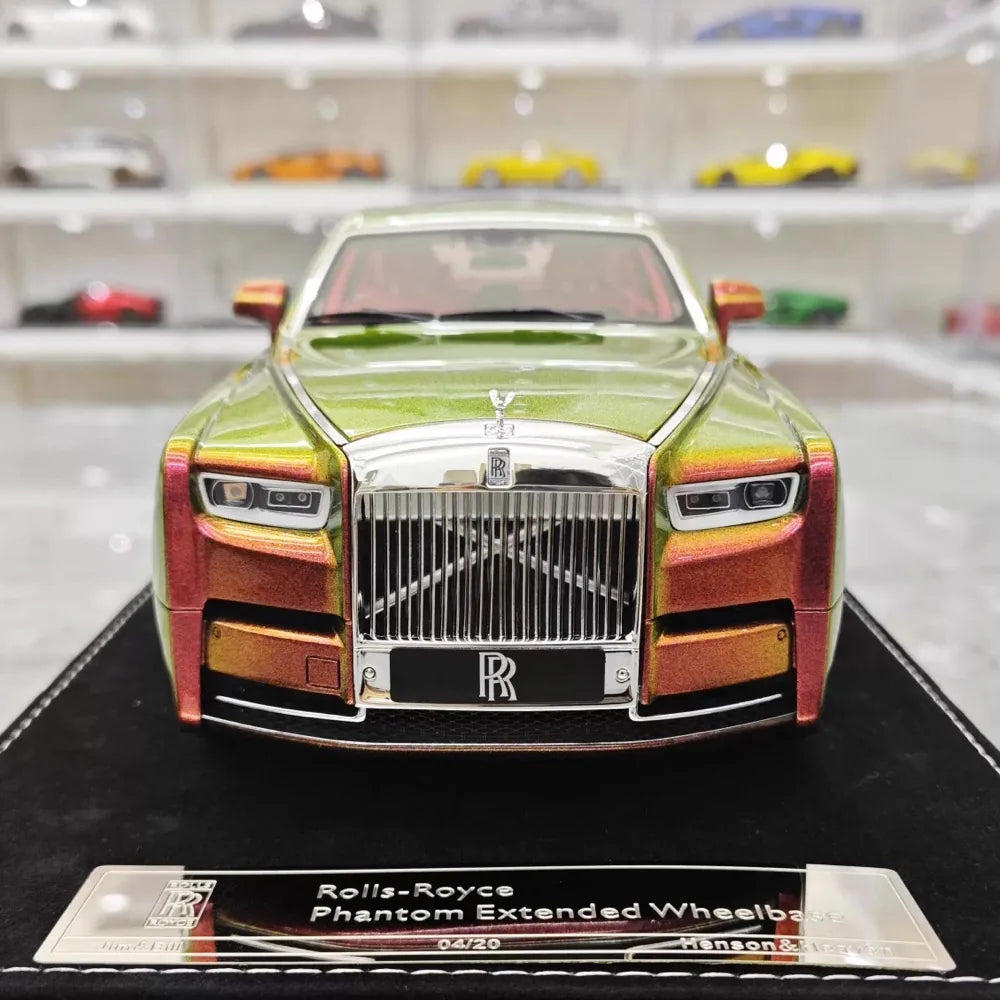 [Henson och Heaven] 1:18 Rolls-Royce 2017 Phantom VIII Chameleon guld grön modellbil resin