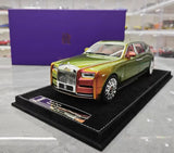 [Henson och Heaven] 1:18 Rolls-Royce 2017 Phantom VIII Chameleon guld grön modellbil resin