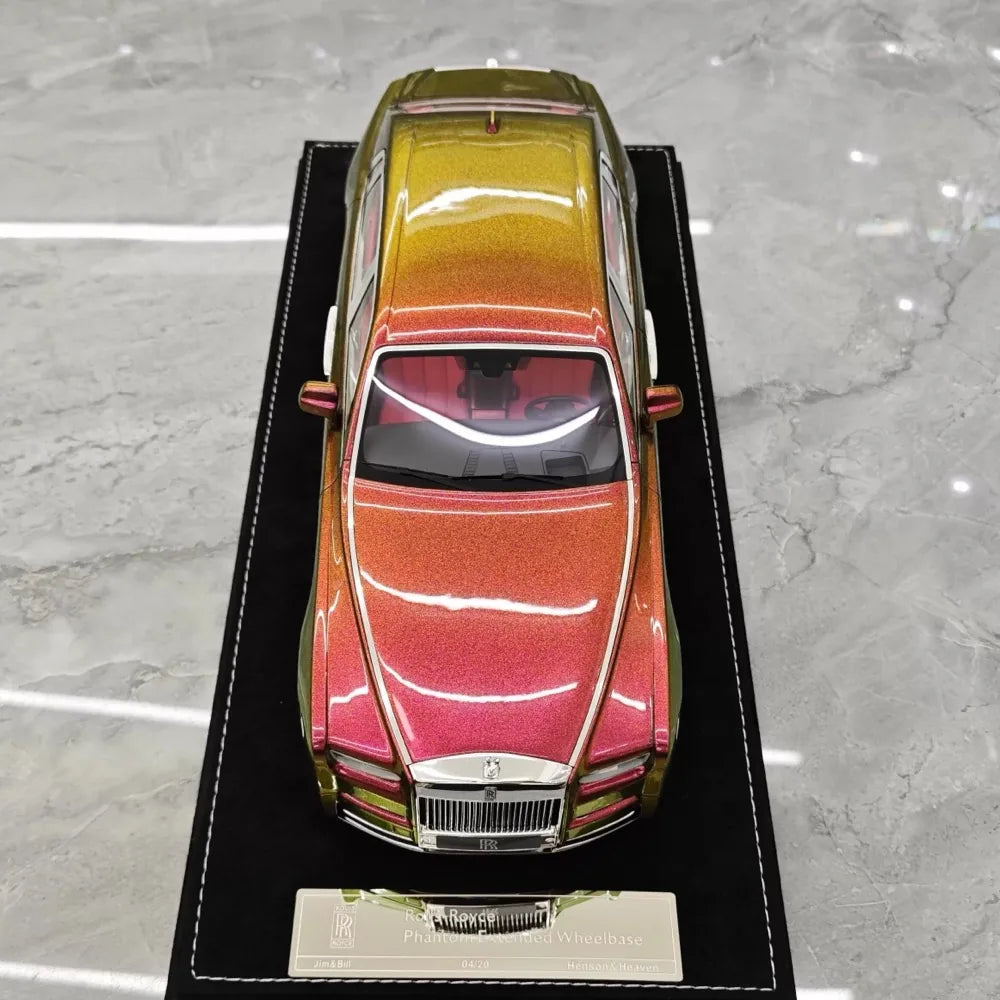 [Henson och Heaven] 1:18 Rolls-Royce 2017 Phantom VIII Chameleon guld grön modellbil resin