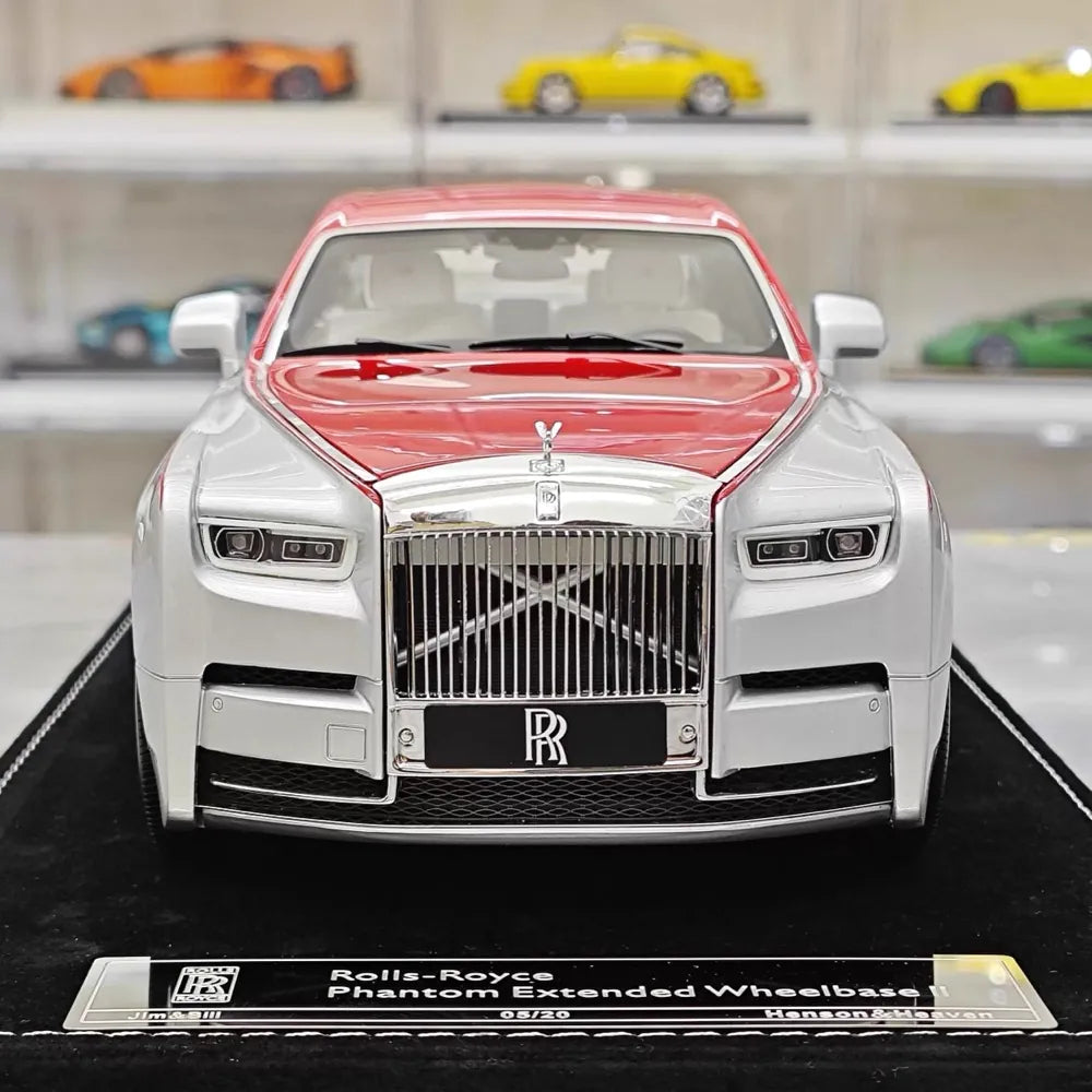 [Henson & Heaven] 1:18 Rolls-Royce 2017 Phantom VIII White & Red Model Car Resin