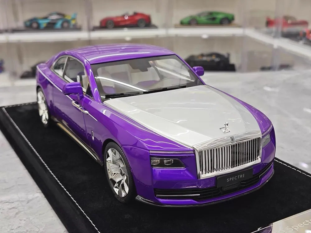 [Henson & Heaven] 1:18 Rolls-Royce 2024 Spectre Semaphore Purple & Silver Model Car Resin