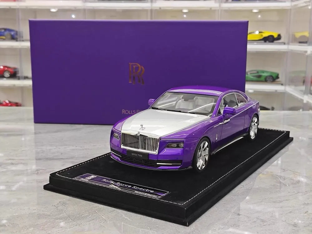 [Henson & Heaven] 1:18 Rolls-Royce 2024 Spectre Semaphore Purple & Silver Model Car Resin