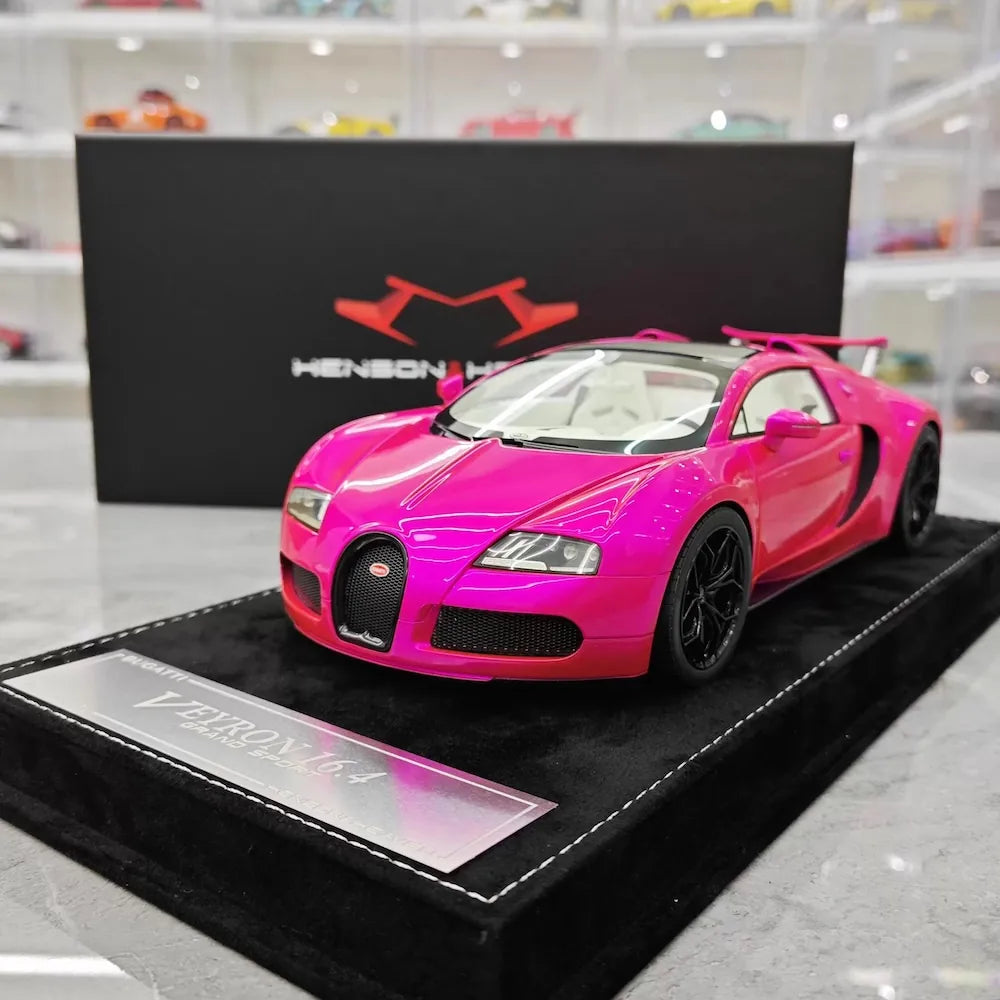 [Henson & Heaven] 1:18 Bugatti 2005 Veyron Pink Model Car Resin