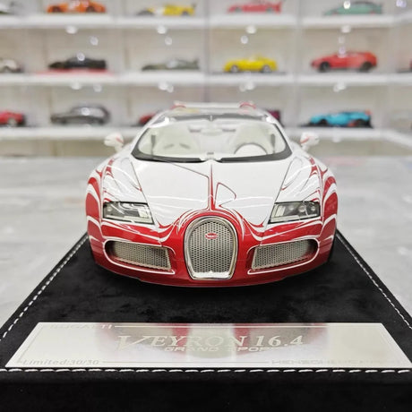 [Henson & Heaven] 1:18 Bugatti 2005 Veyron White & Red Model Car Resin