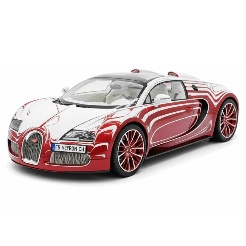 [Henson & Heaven] 1:18 Bugatti 2005 Veyron White & Red Model Car Resin