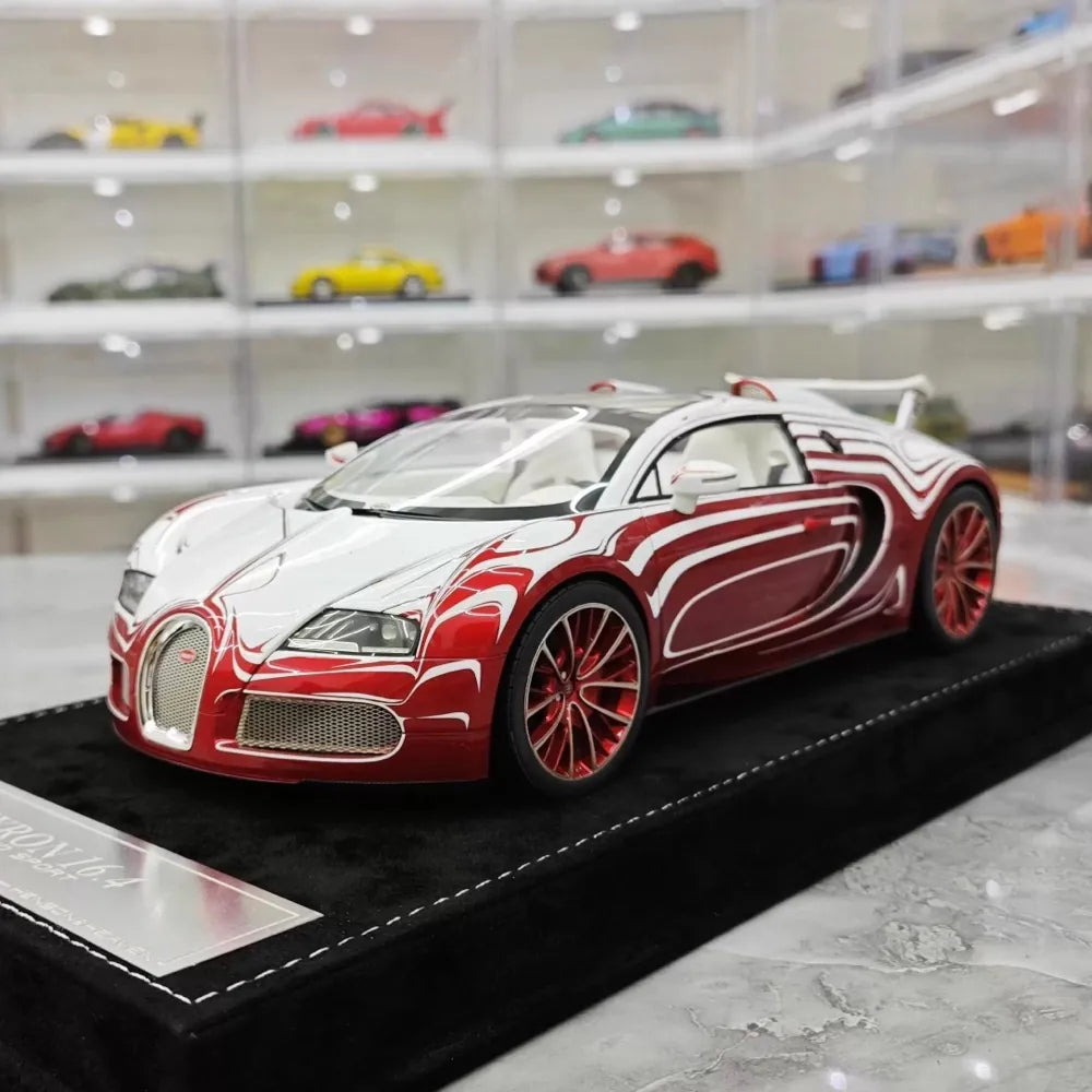 [Henson & Heaven] 1:18 Bugatti 2005 Veyron White & Red Model Car Resin