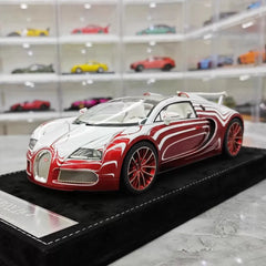 [Henson & Heaven] 1:18 Bugatti 2005 Veyron White & Red Model Car Resin