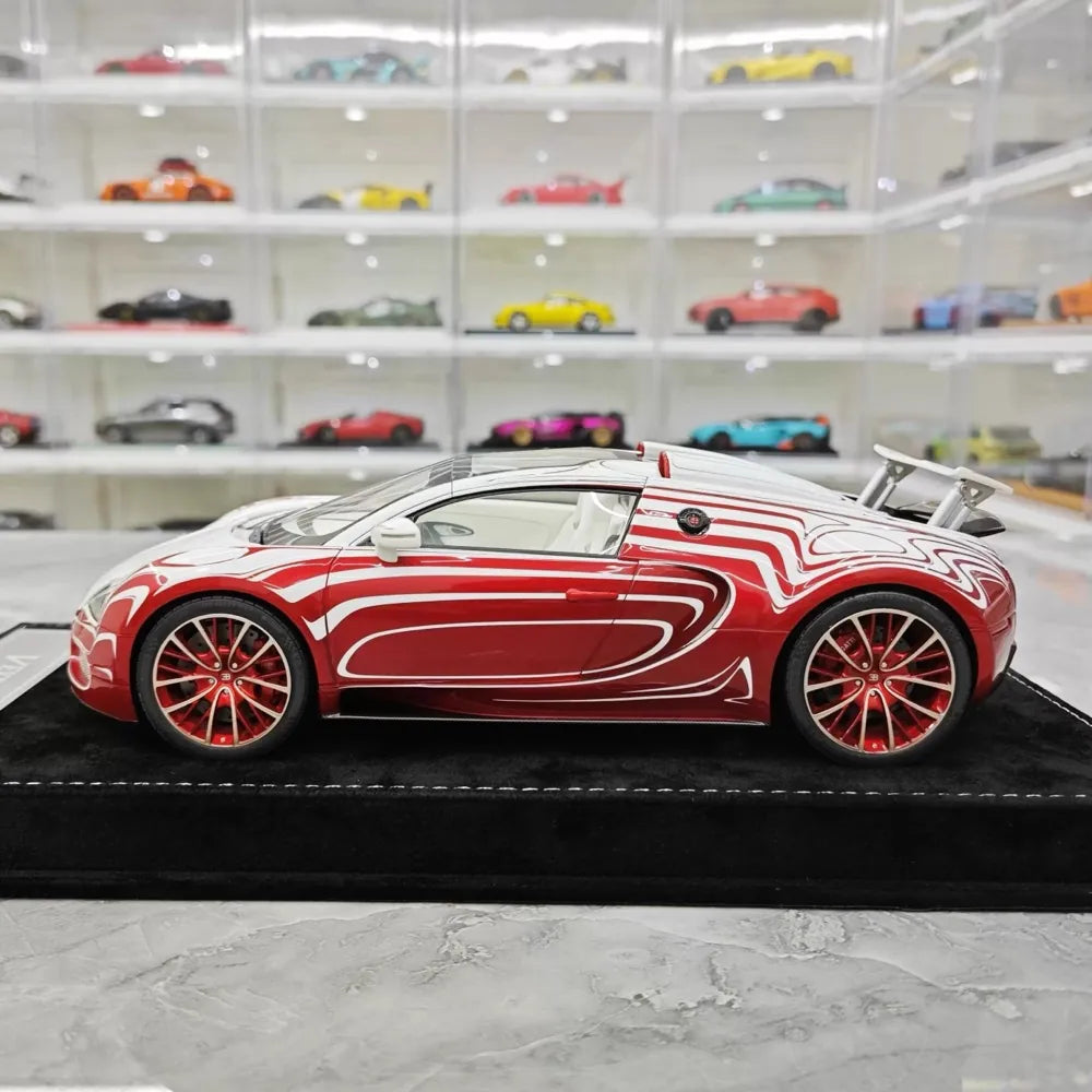[Henson & Heaven] 1:18 Bugatti 2005 Veyron ホワイト & レッド モデルカー レジン