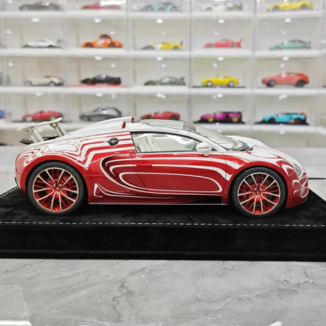 [Henson & Heaven] 1:18 Bugatti 2005 Veyron White & Red Model Car Resin