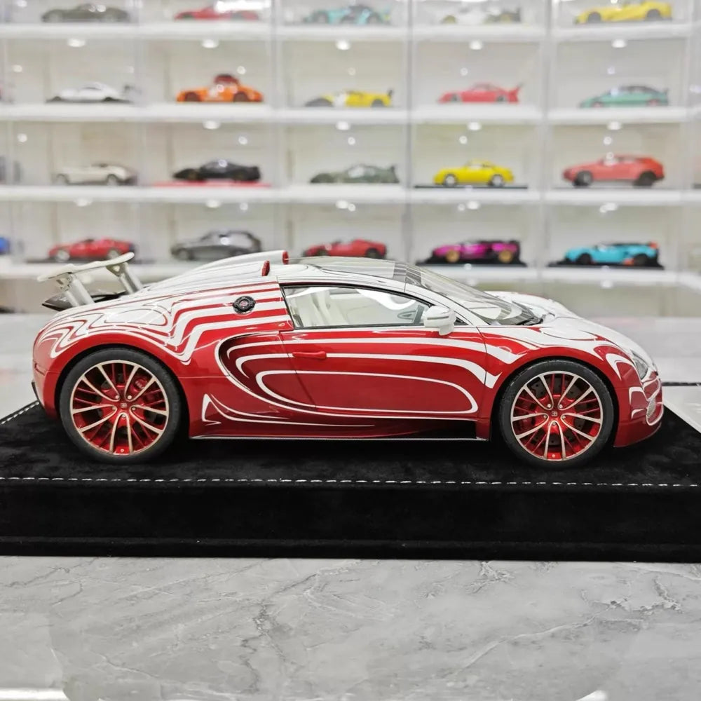 [Henson & Heaven] 1:18 Bugatti 2005 Veyron White & Red Model Car Resin