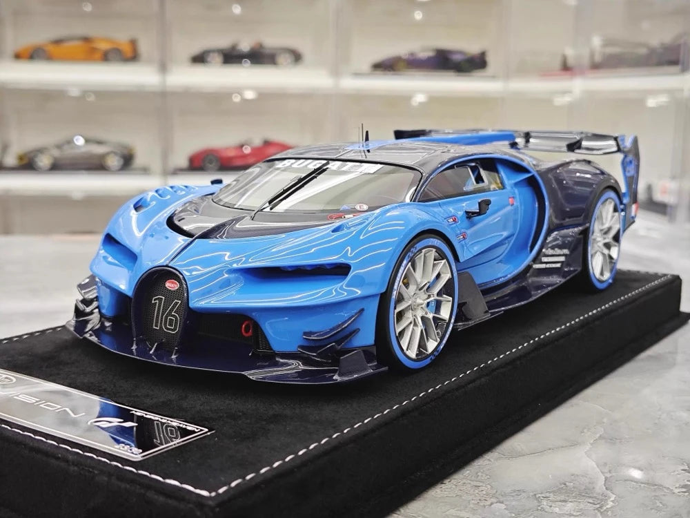 [Henson & Heaven] 1:18 Bugatti 2015 Vision Gran Turismo Blue Model Car Resin