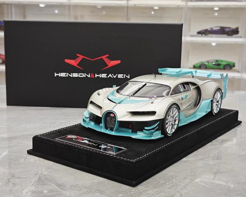 [Henson & Heaven] 1:18 Bugatti 2015 Vision Gran Turismo Silver Model Car Resin