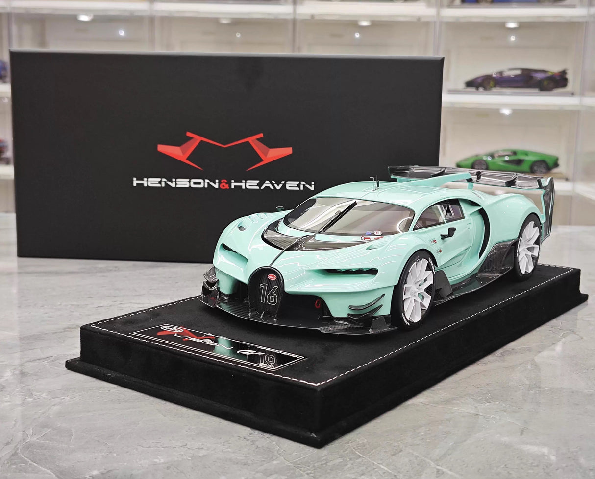 [Henson & Heaven] 1:18 Bugatti 2015 Vision Gran Turismo Tiffany & Blue Model Car Resin