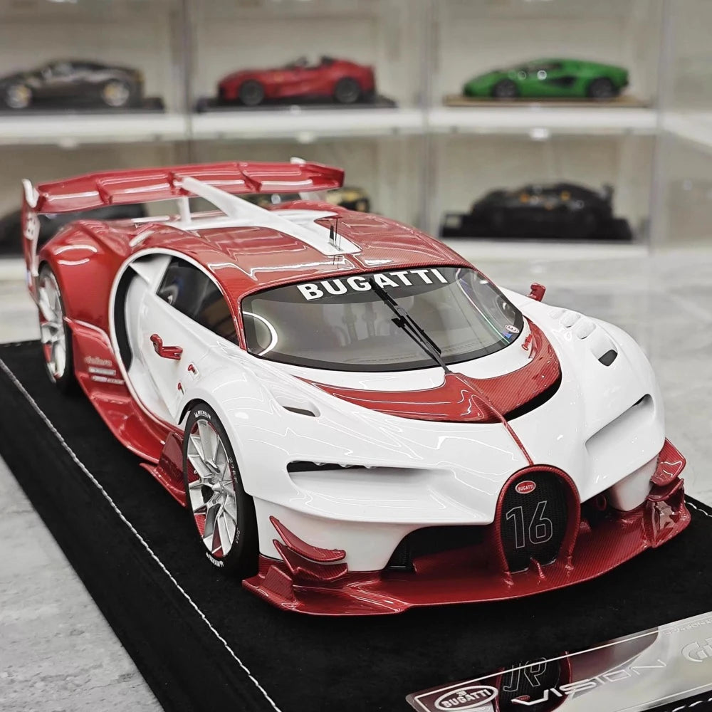 [Henson & Heaven] 1:18 Bugatti 2015 Vision Gran Turismo bianco & rosso modellino di auto resina