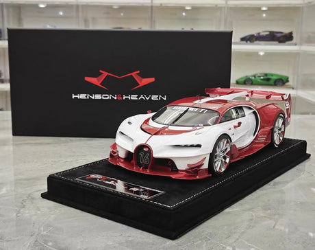 [Henson & Heaven] 1:18 Bugatti 2015 Vision Gran Turismo White & Red Model Car Resin