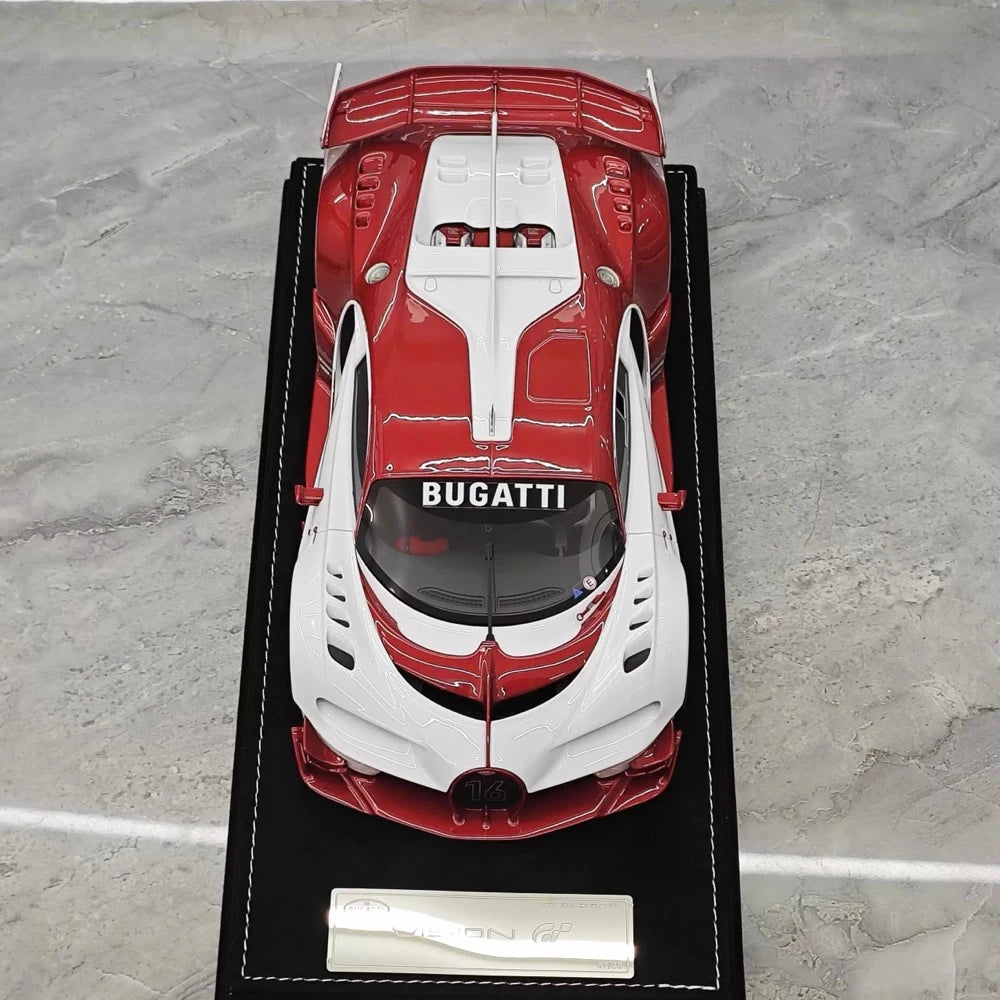 [Henson & Heaven] 1:18 Bugatti 2015 Vision Gran Turismo wit & rood modelauto Hars