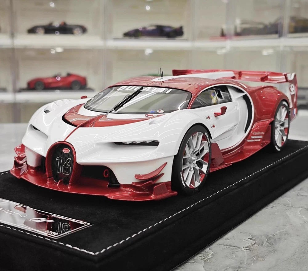 [Henson & Heaven] 1:18 Bugatti 2015 Vision Gran Turismo wit & rood modelauto Hars