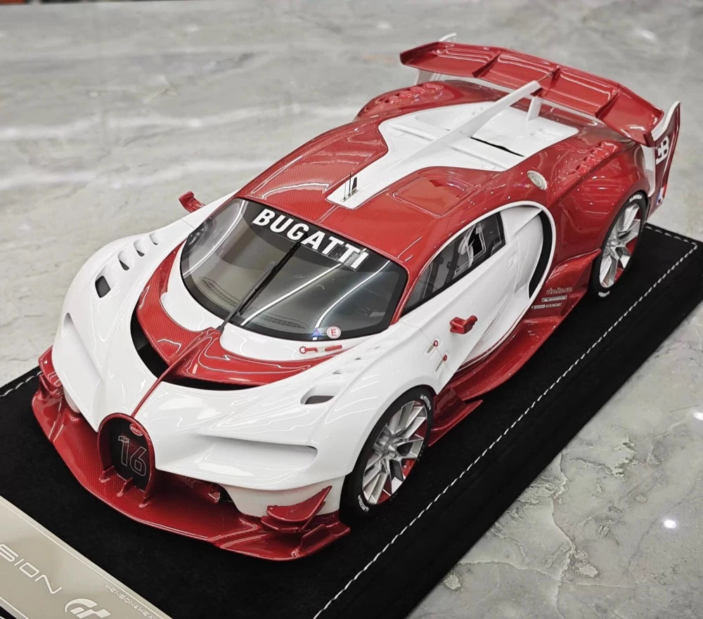 [Henson & Heaven] 1:18 Bugatti 2015 Vision Gran Turismo bianco & rosso modellino di auto resina