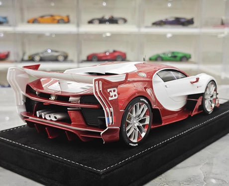 [Henson & Heaven] 1:18 Bugatti 2015 Vision Gran Turismo White & Red Model Car Resin