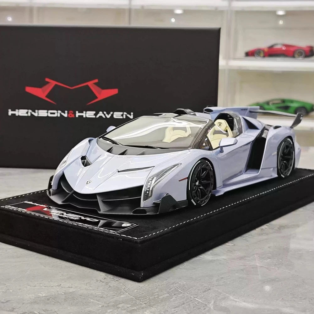 [Henson & Heaven] 1:18 Lamborghini 2014 Veneno Roadster Blue Model Car Resin