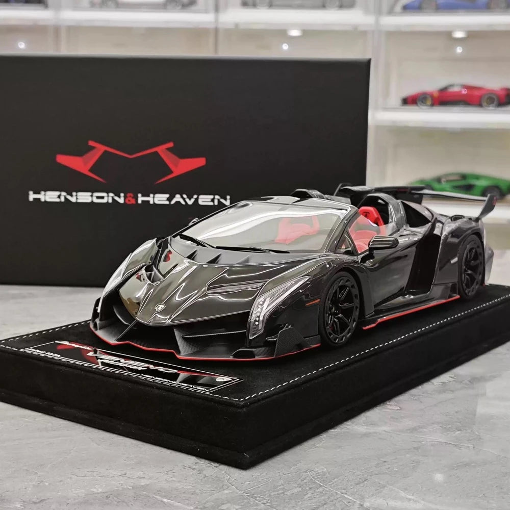 [Henson & Heaven] 1:18 Lamborghini 2014 Veneno Roadster Glossy nero modellino di auto resina