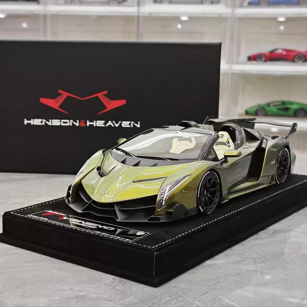 [Henson & Heaven] 1:18 Lamborghini 2014 Veneno Roadster Gradient Green Model Car Resin