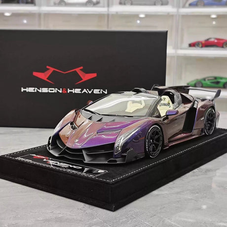 [Henson & Heaven] 1:18 Lamborghini 2014 Veneno Roadster Gradient paars modelauto Hars