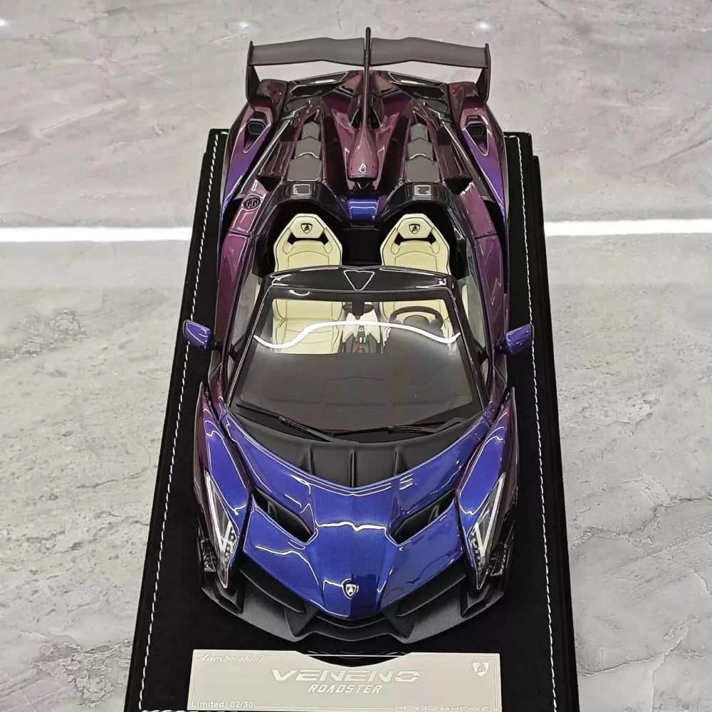 [Henson & Heaven] 1:18 Lamborghini 2014 Veneno Roadster Gradient Purple Model Car Resin