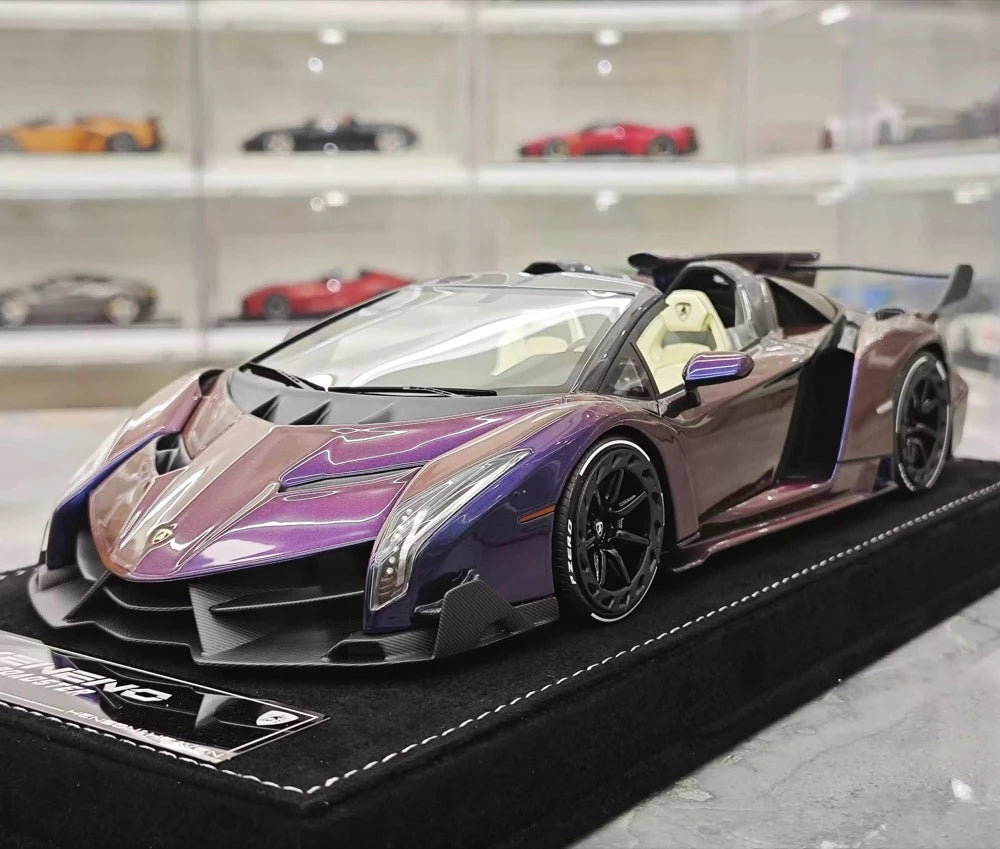 [Henson & Heaven] 1:18 Lamborghini 2014 Veneno Roadster Gradient Purple Model Car Resin