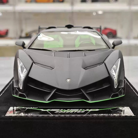 [Henson & Heaven] 1:18 Lamborghini 2014 Veneno Roadster mat zwart modelauto Hars