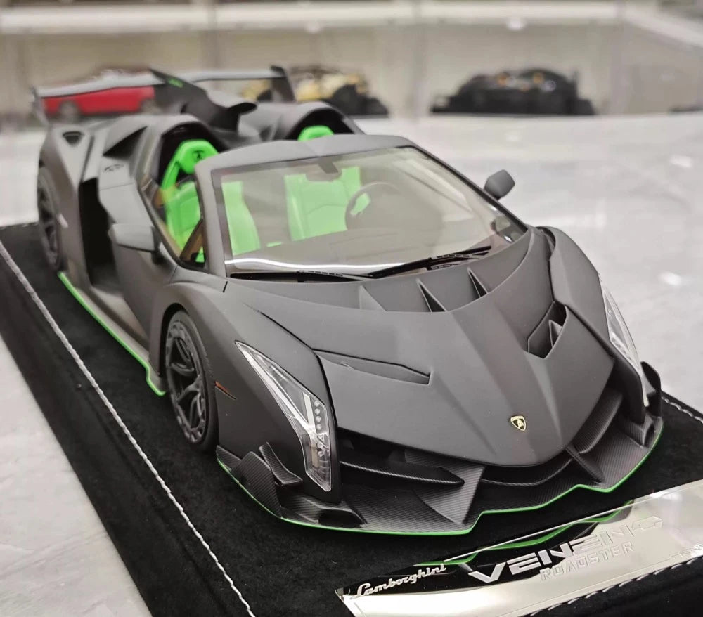 [Henson & Heaven] 1:18 Lamborghini 2014 Veneno Roadster Matte Black Model Car Resin