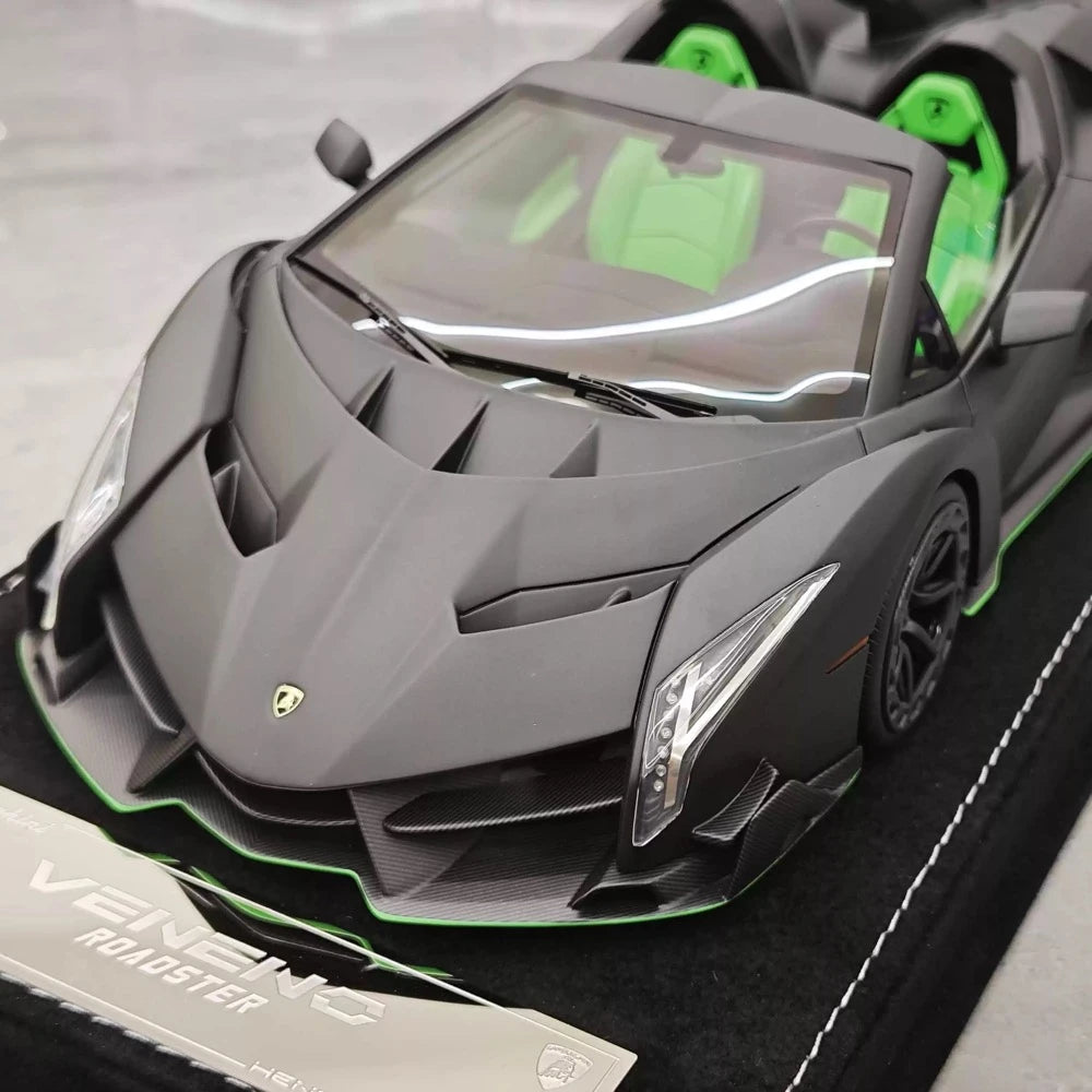 [Henson & Heaven] 1:18 Lamborghini 2014 Veneno Roadster Matte Black Model Car Resin