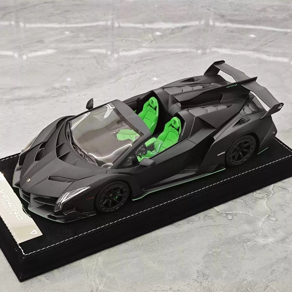 [Henson & Heaven] 1:18 Lamborghini 2014 Veneno Roadster Matte Black Model Car Resin