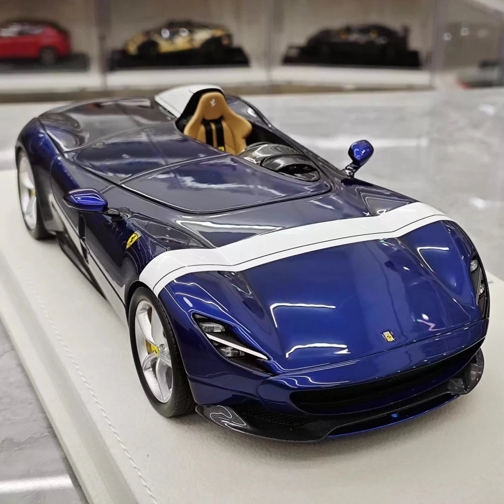 [Hermes Kollektion] 1:18 Ferrari 2019 Monza SP1 blå modellbil harts