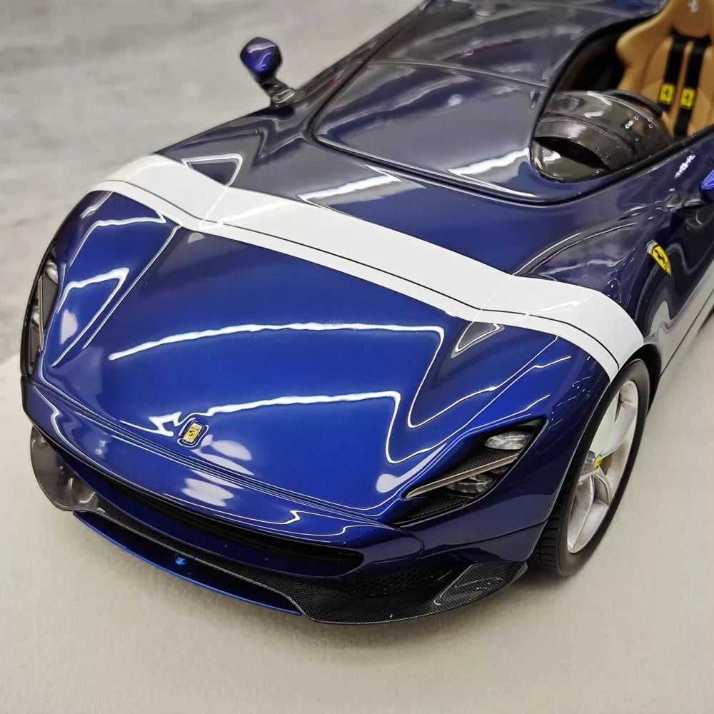 [Hermes Kollektion] 1:18 Ferrari 2019 Monza SP1 blå modellbil harts